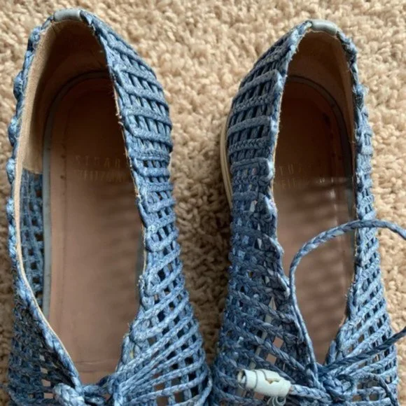 COPY - Stuart Weitzman Blue Jazzygirl Raffia Oxfords 7.5 - Picture 4 of 6